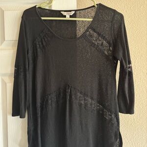 Charming Charlie Black Sheer Lace Blouse